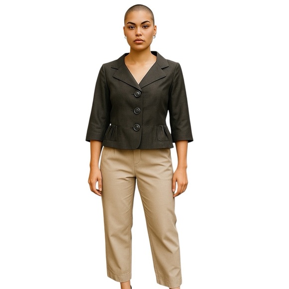YOANA BARASCHI Gray Wool Blend Jacket Size 8 - Picture 1 of 7